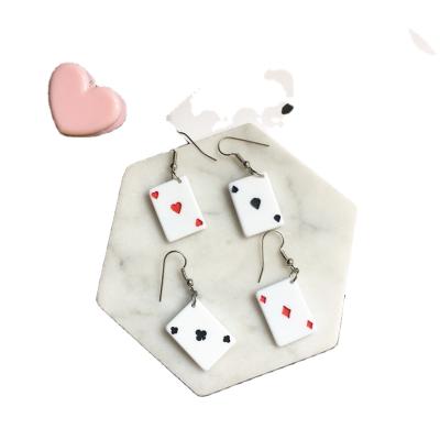 China Geometric Fun and Cute Dangling Student Hands Playing Cards Earrings Cute Earrings No Ear Hole Clips for sale