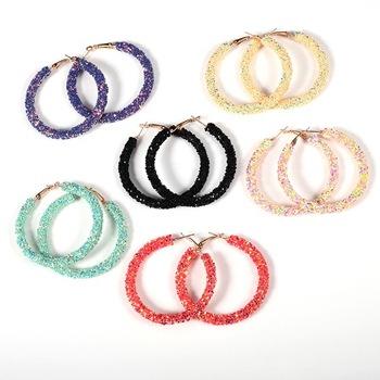 China TRENDY Fashion Bling Bling Earrings 55mm Glitter Sequin Circle Earrings for sale