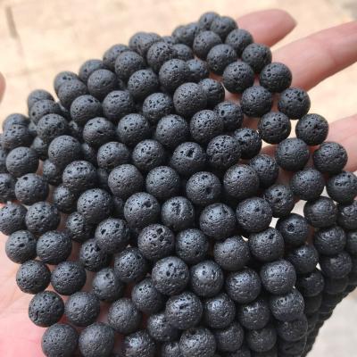 China High Quality Natural Stone Lava Round Beads Wholesale Custom Loose Beads Multi-size Stone Bead for sale