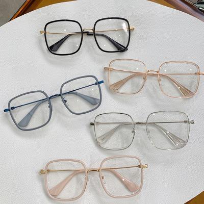 China Fashion Blue Light Anti Glasses Glasses 2021 Men And Women Optical Glasses Large TR Metal Frames Anti Glasses Blue Light Computer for sale