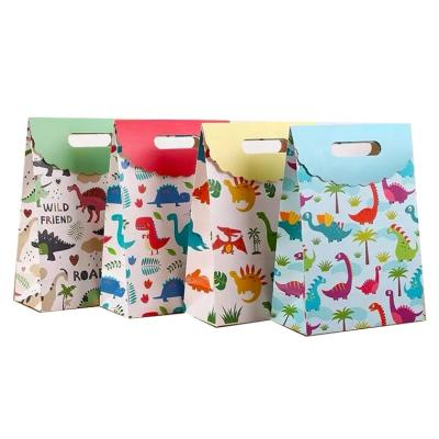 China Recyclable Dinosaur Children's Dinosaur Cartoon Fashion Spot Birthday Party Theme Party Favor Flip Paper Bag Gift Bag for sale