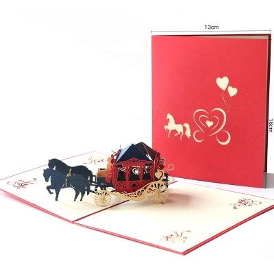 China North America Wholesale 3D Pop UP Greeting Postcard Valentine's Day Birthday Gift Cards Wedding Invitations Cards Cart Cards for sale