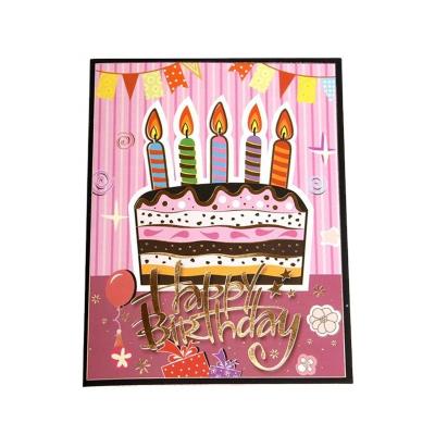 China Creative Handmade North America Happy Birthday Card Rose Cherry Strawberry Cake Candle Gold Stereo Card Wholesale Gift Voucher for sale