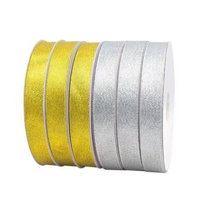 China Luster Metallic Ribbon Gold Silver Eco-Friendly To Wedding Factory Price 1 2 5 3 4 Cm Luxury Christmas Tree Birthday Style Color Nylon Type for sale