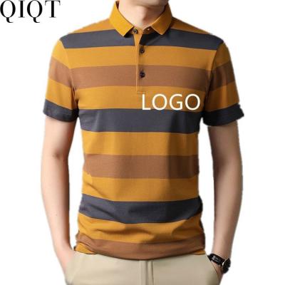 China Anti-Wrinkle IVY New Arrival 2021 Striped Patchwork Men Short Sleeve T-Shirt Custom Made Casual Workout Tops Collar Polo Shirts For Men Printed for sale