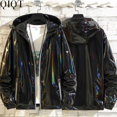 China Hot Selling Spring And Autumn Windproof Men Loose Shiny Reflective Duffle Fashion Jacket Hip Hop Jacket For Men Motorcycl Jacket Men for sale