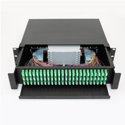 China FTTX systems 12/24/48/96/144 cores fiber optic ODF terminal box /ftth box with pigtail and lc/apc adapters. for sale