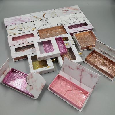 China Wholesale Magnetic OEM Marble Eyelash Criss-Cross Packaging Box Wick Box With Private Label Square Wick Box for sale