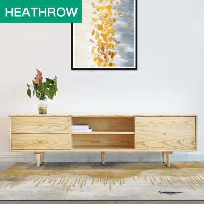 China Full modern simple luxury solid wood Heathrow light cabinet TV cabinet living room cabinet storage cabinet modern log furniture for sale