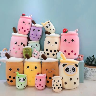 China Cute Soft Game Toy Boba Milk Tea Plush Toy Lovely Gift Chinane Milk Tea Cup Plush Toy Bubble Pillow for sale