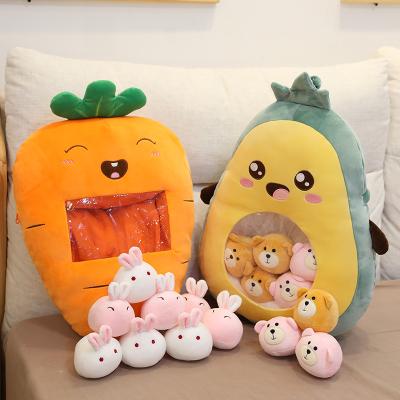 China Cute Creative Animal Decoration Plushie Balls Bag Toy Pudding 8 Pcs Stuffed Fruit Pillow Avocado Plush Toy for sale