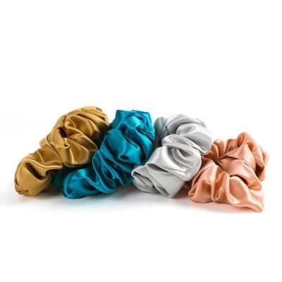 China 22mm Large Silk Hair Scrunchies 100% Real Silk Pure Natural Women's Hair Scrunchies Soft Silk Ties for sale