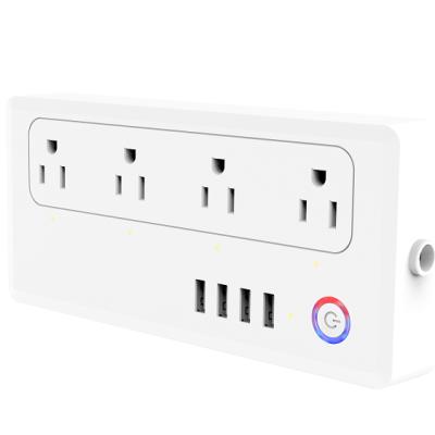 China Support 3rd-party control like Amazon Echo Home and Google Amazon Echo Home and Google Smart Home Plug 2.4GHZ 4USB Charing 3.1A Tuya Smart Fast Wifi Power Strip for sale