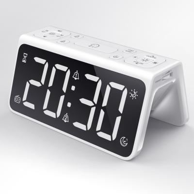 China Hotel Alarm Clock Bell Bedroom Music Digital Radio Night Light LED Lights Smart Alarm Clock FM Radio for sale