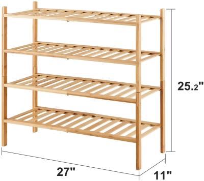 China Sustainable Eco Friendly Bamboo 4 Tiers Shoe Rack Bamboo Shoe Rack Foldable for sale