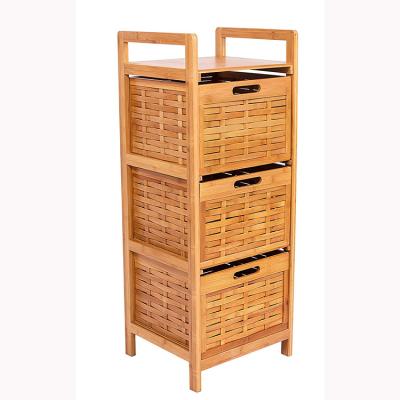 China Sustainable Nesting Bamboo Baskets Rack With 3 Removable Drawers for sale