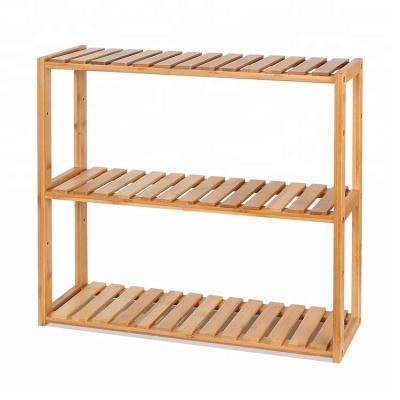 China Sustainable Multifunctional Storage 3-Tier Adjustable Bamboo Shelf, Wall Mounted for sale