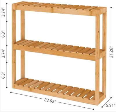 China 2022 Sustainable New Bamboo Bathroom Rack 3 Layer Wall Mounted Storage Rack for sale