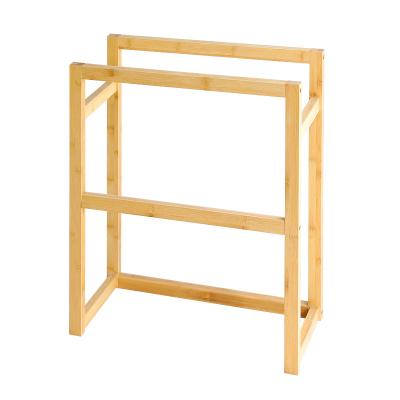 China (Adjustable Drying Other) 2-Tier Bamboo Rack, Bathroom Towel Rack, Pool Drying Rack for sale