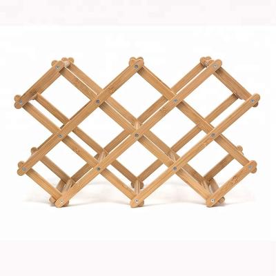 China Sustainable Folding Bamboo Wooden Wine Rack For 10 Bottles for sale