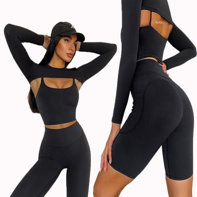 China Breathable Custom Logo High Elastic Solid Color Women Sport Yoga Set Women Sportswear Set Yoga Set Butt Lift 2022 for sale