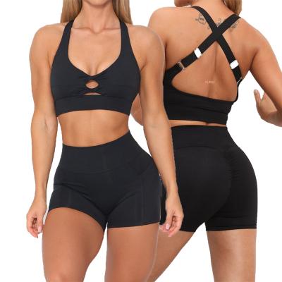 China Women Fitness Breathable Sleeveless Sexy Yoga Set 2 Piece Women Yoga Low Cut Bra Set Seamless Women Fitness Wear for sale