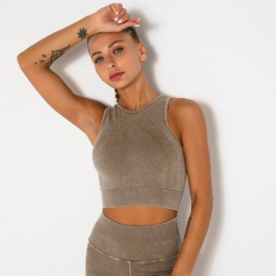 China Cute Breathable Stylish Breathable Seamless Workout Tracksuit Woman Fitness Yoga Wear Crop Tank Top Women for sale