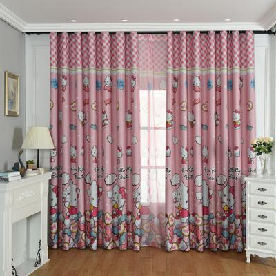 China Lovely pink home color cute blackout textile cartoon kids room girls room window curtains for baby home for sale