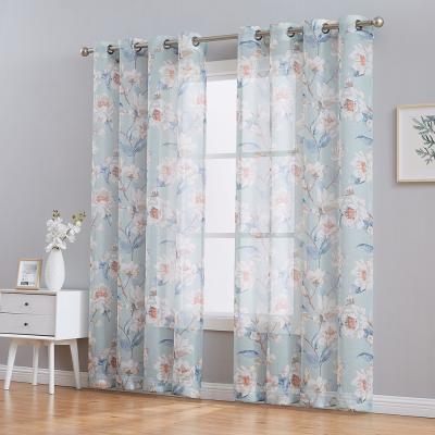 China Tulle Tende Flora 3d Printed Sheer Germany Curtain Grommet Window Panel For Living Room for sale