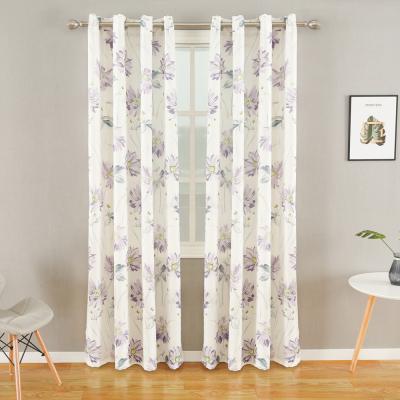 China Daisy Printed Lilac Printed Sheer Thick Canvas Grommet Panel Curtain Door Blind Door Curtain In Tulle Curtain Design for sale