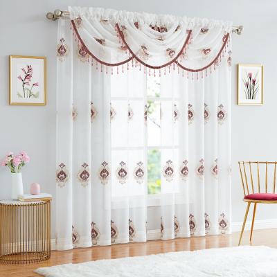 China Hot Sale Cheap Semi Sheer Tulle Embroidery Curtain Window Living Room Home for sale