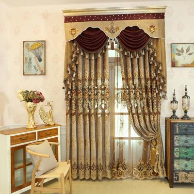 China New Luxury Turkish Embroidery Living Room Chenille Insulated Thick Curtain Matched Sheer Ready Made Curtains for sale