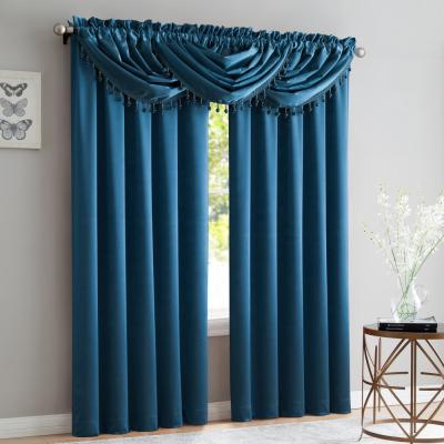 China Blackout America Style Blue Color Curtain Latest Designs 2020 Luxury Ready Made Curtains For Living Room for sale