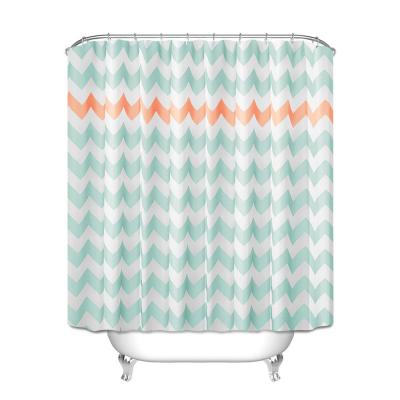 China 2019 Newest 100% Polyester Waterproof Geometric Wave Pattern European Shower Curtains for sale