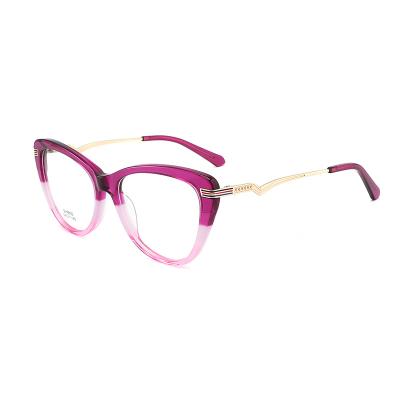 China Fashionable Acetate Eye Glass For Eyewear New Fashion Women Cat Glass Style Optical Frame Acetate Glass The Latest Model for sale