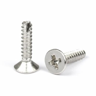 China Pan Nickel Plated Carbon Steel Flat Head Self Tapping Wire M2 M2.3 M2.6 M3 M3.5 M4 Cutting Screws For Plastic for sale