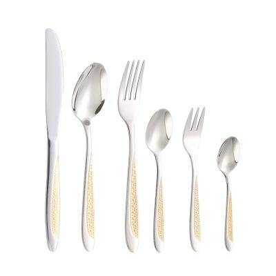 China Sustainable High Quality Stainless Steel Flatware For Wedding Luxury Cutlery Set With Gold Handle for sale