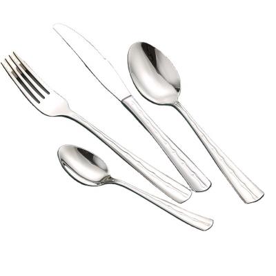 China Sustainable Silver With Gold Plated Handle Flatware Spoon Knife Fork New Design Cutlery Set for sale