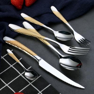 China 201 MYD 24k Viable Gold Stainless Steel Cutlery Non Magnetic Material Spoon Fork Knife for sale