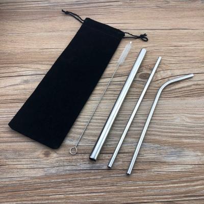 China 304 Stainless Steel Drinking Straw Set With Bag And Brush Drinking Straw 18/8 Width Logo Straw Set Customized for sale