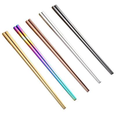 China Sustainable square korean hollow stainless steel chopsticks sus304 gold chopsticks set for sale