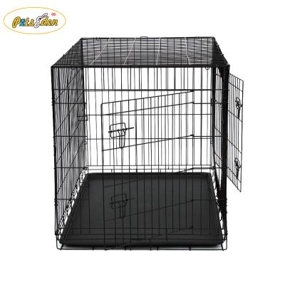 China Foldable Metal Pet Dog Crate Kennels Double Door Dog Cages For Pets for sale