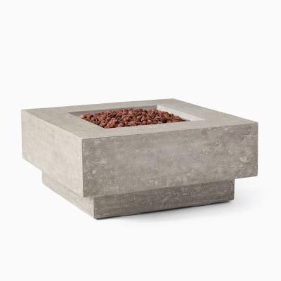 China New MgO Gas Fire Pit Table Lava Rocks Included Outdoor Propane Fire Pit Table Backyard Patio Square Pedestal Fire Pit Table for sale