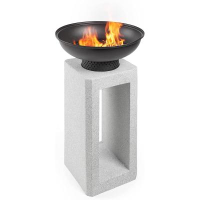 China Garden Patio Stocked Fire Pit Plinth with Built-in Concrete Log Store Charcoal Faux Firepit Bowl for sale