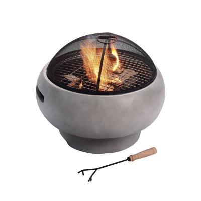 China Hot Selling Custom MgO Outdoor Decor 21 Inch Round Stone Look Wood Burning Fire Pit The Yard for sale