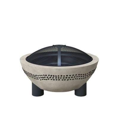 China Stored Hot Amazon Seller Patio Garden Fire Pit With Cover Round Shape MgO Wood Burning Outdoor Fire Pits for sale