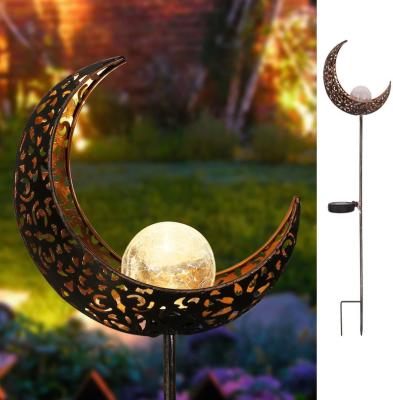 China Light Waterproof Warm White Solar Glass-Metal Garden Patio Garden Moon Outdoor Light for sale