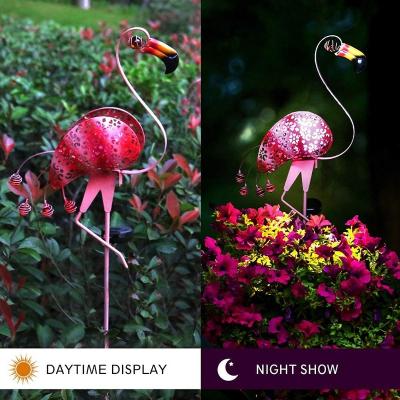 China Wholesale Solar Yard Garden Light 42.5 Inch Flamingos Ornament Cracked Glass Decorative Pathway Lights Outdoor Landscape Decor for sale