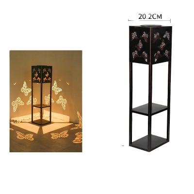 China Modern Hot Selling Amazon Butterfly Metal Outdoor Flower Stand with Solar Light for Garden Decor for sale