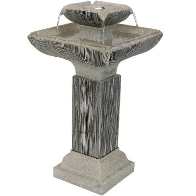 China New Country Outdoor Freestanding Fountains With LED Lights Adjust Outdoor 2-Tier Bird Bath for sale